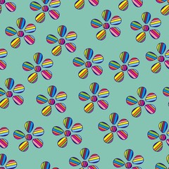 seamless pattern with colored flowers 