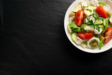 Greek Salad, Horiatiki or Village Salad with Feta Cheese
