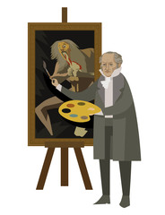 great spanish painter painting a scene of saturn devouring his son © matiasdelcarmine