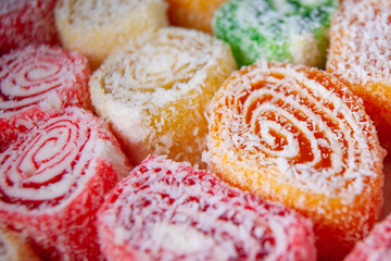восточные сладости, крупный план рахат лукум, turkish delight