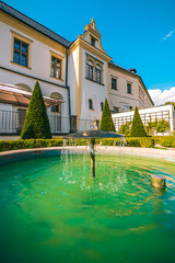 Gardens in Olomouc near baroque bulding