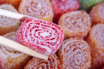 восточные сладости, крупный план рахат лукум, turkish delight