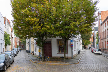 Lubeck, Germany, 10-06-2019 an alley in the historic old town.