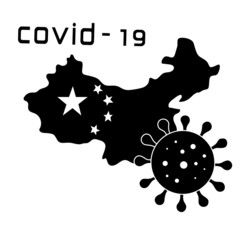 Map of China with deadly corona virus. Corona virus. 3D Rendering. Cavid-19. 