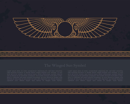 Vector design template Egyptian fertility goddess Isis isolated on the hand-drawn background from Egyptian pyramids, a symbol of femininity and marital fidelity