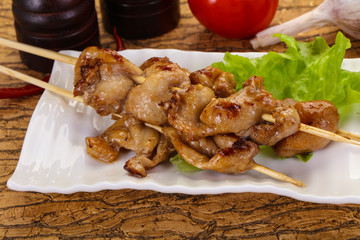 Chicken skin skewer