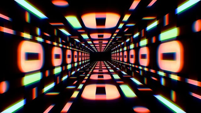 Retro game style infinite tunnel seamless loop animation 4k.