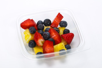 Sliced fruit mix in the box