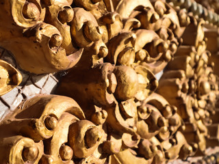 Pattern Stone carved on wood background