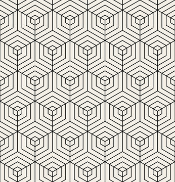 Vector seamless pattern. Modern stylish texture. Repeating geometric background with linear hexagons