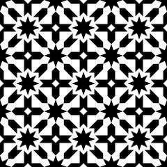 Fototapeta premium Vector seamless tiling pattern. Endless texture can be used for tile, wallpaper, pattern fills, web page background, surface textures. Monochrome geometric ornaments in oriental style.