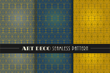 Seamless Art Deco geometric pattern vector set