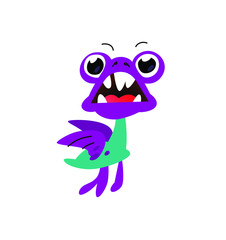 Funny turtle monster character. Vector. Brand mascot. Big-eyed dinosaur, funny and cute.