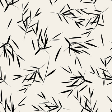 Bamboo branches. Vector bamboo seamless pattern in asian style. Trendy endless background
