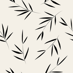 Modèle sans couture. Fond de feuille de bambou. Texture transparente florale avec des feuilles. Illustration vectorielle