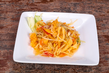 Thai salad with papaya and prawn