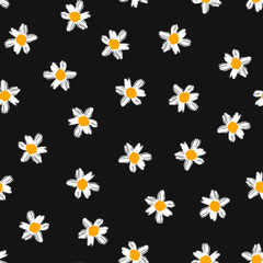 Summer background. Vector seamless pattern with daisy flowers. Trendy print endless texture. Spring blossom floral illustration