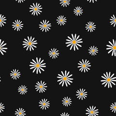 Field of daisies. Seamless pattern. Chamomile flowers endless trendy texture.