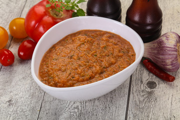 Famous Spanish gazpacho tomato soup