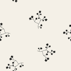 Cherry blossom seamless flowers pattern. Sakura branch simple background