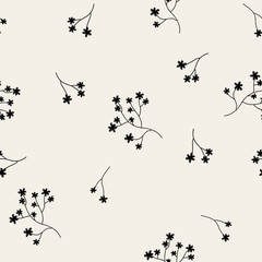 Cherry blossom seamless flowers pattern. Sakura branch simple background
