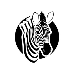 Zebra animal icon of African safari sign isolated on white background
