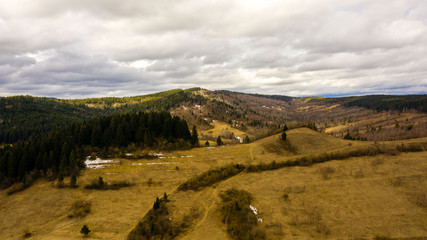 view of the mountains and nature of Ukraine Carpathians and forests with trees
