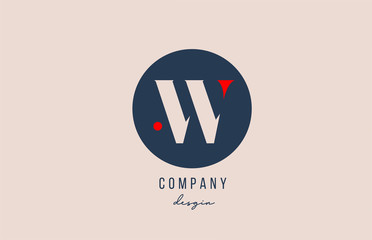 red dot W letter alphabet logo icon design with blue circle for company and business - obrazy, fototapety, plakaty