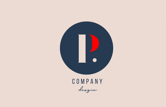red dot P letter alphabet logo icon design with blue circle for company and business