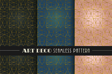 Seamless geometric Art Deco inspired vector pattern set