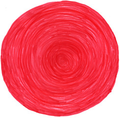 red concentric marker doodles in circle shape texture on white