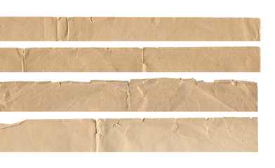 collection set of vintage old paper torn edges isolated on white