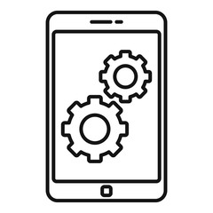 Phone repair gears icon. Outline phone repair gears vector icon for web design isolated on white background