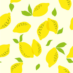 Seamless pattern with lemon. Vector hand draw