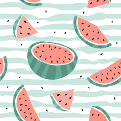 Seamless pattern with watermelon. Vector