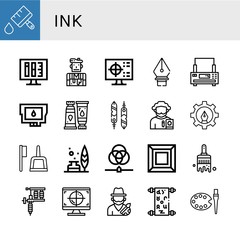 Set of ink icons