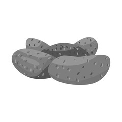 Vector design of peanut and shell sign. Set of peanut and pod stock symbol for web.