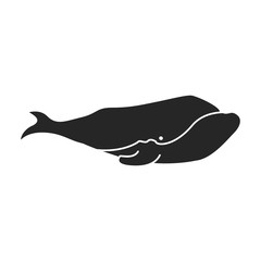 Whale right vector icon.Black vector icon isolated on white background whale right.