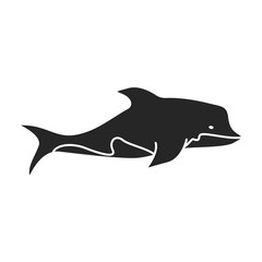 Dolphin vector icon.Black vector icon isolated on white backgroun dolphin.