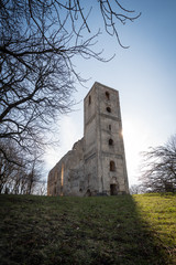 The ruins of deserted medieval Franciscan monastery dedicated to St. Catherine of Alexandria called Katarinka in Low Carpathians, Slovakia