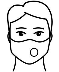 Graphic man with medical mask. Infection prevention concept.