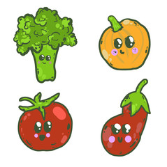 cute vegetables vector illustration vegans