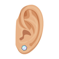 Piercing of ear vector icon.Cartoon vector icon isolated on white background piercing of ear .