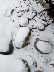 stones in the snow