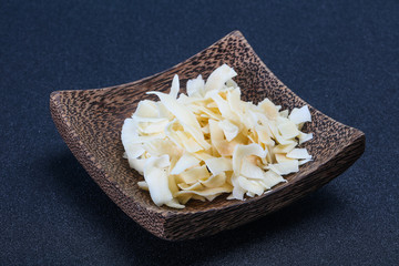 Coconut dry chips in the bowl