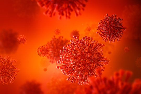 Coronavirus close-up. Abstract 3D rendered illustration.