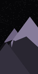 Mountains Panorame with Moon Abstract Random Placed Generative Art background illustration