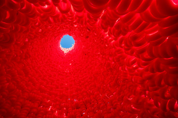 Abstract red shapes and patterns. 