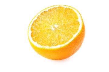 sliced orange isolated on white background. healthy food.