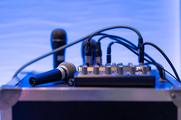 
Mixer with microphone and turntable